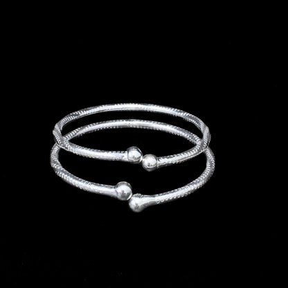 Real Silver new born baby jewelery for unisex Kids Bangles Kada Bracelet - Pair