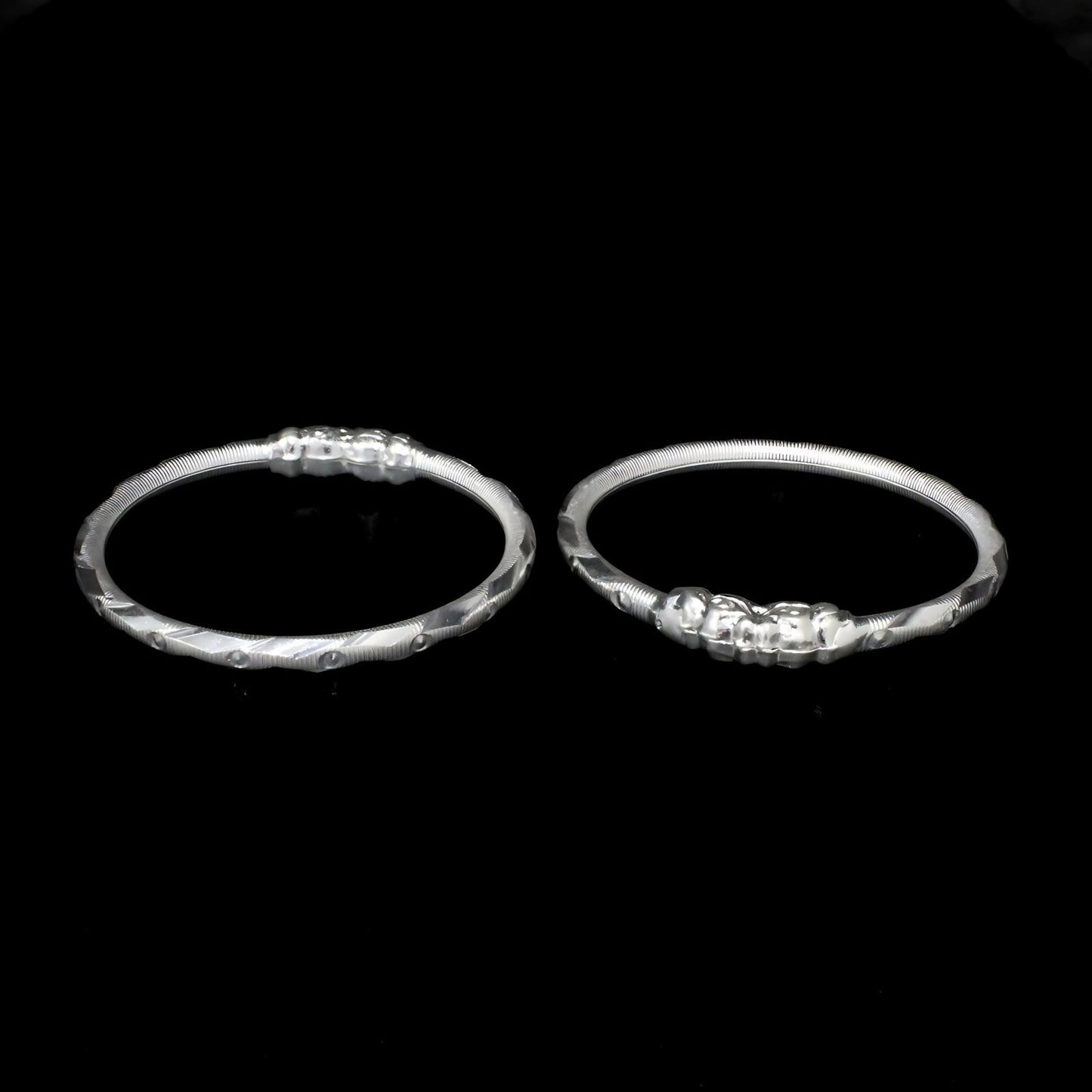 Real Sterling Silver new born baby Shiny Design Bangles Bracelet Pair - 4 CM