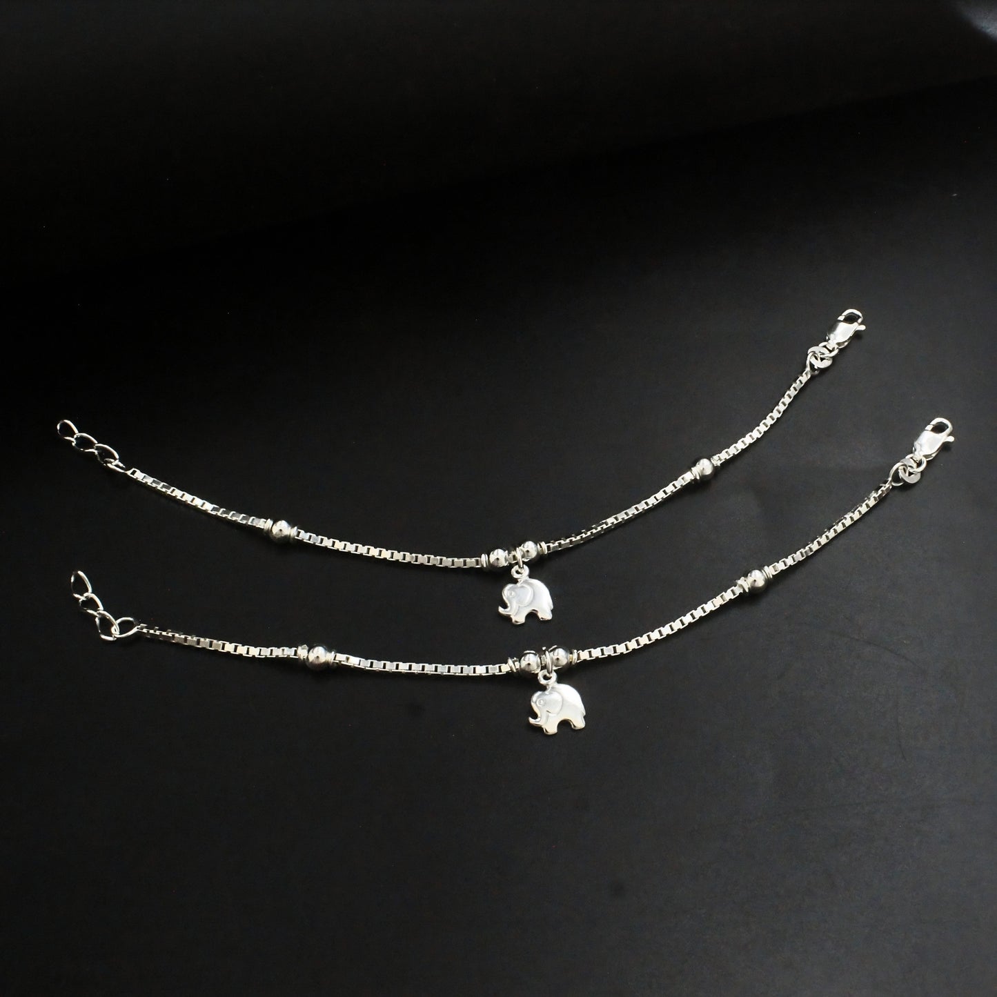 925 Sterling  Silver Elephant Charm Kids Payal Anklet Ankle  6"