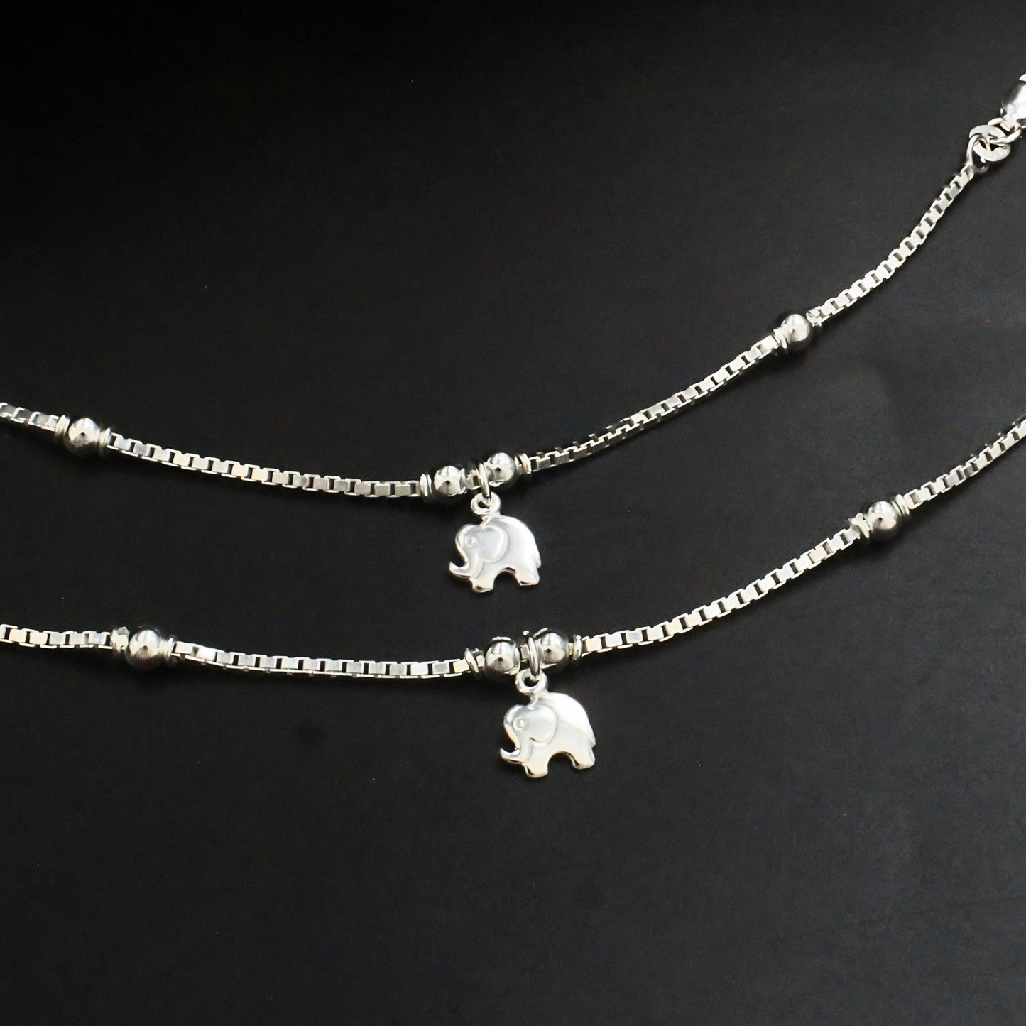 925 Sterling  Silver Elephant Charm Kids Payal Anklet Ankle  6"