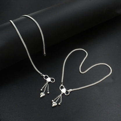 925 Sterling Silver Curb Chain daily wear Anklet Payal Pair 10.3"