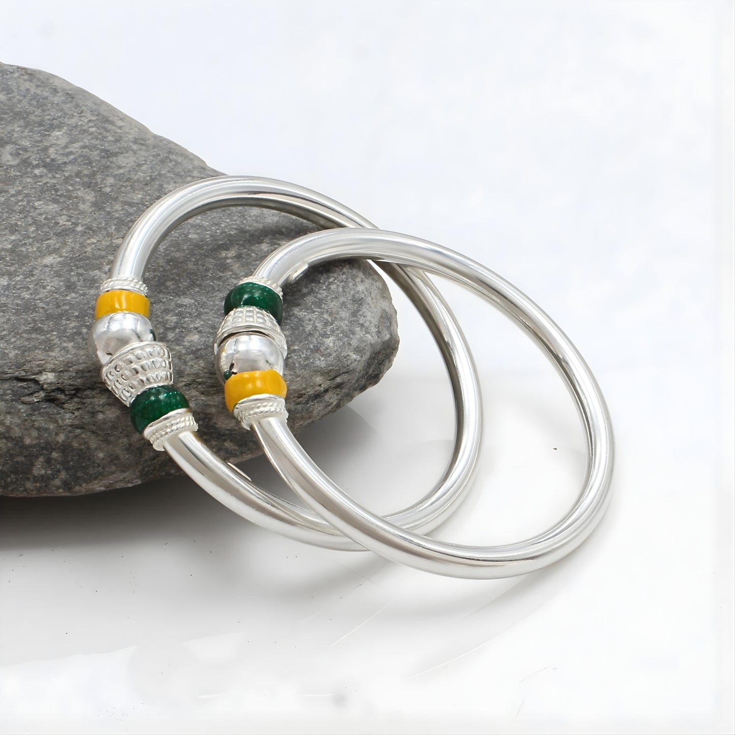 925 Real Silver Handcrafted kids Openable Bangle Bracelet - Pair