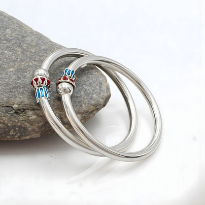 925 Real Silver charming openable ball design kids Bangle Bracelet - Pair