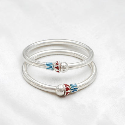925 Real Silver charming openable ball design kids Bangle Bracelet - Pair