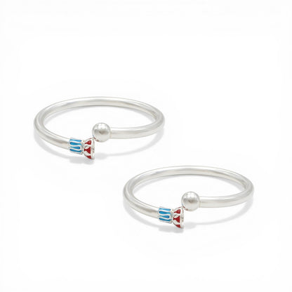 925 Real Silver charming openable ball design kids Bangle Bracelet - Pair