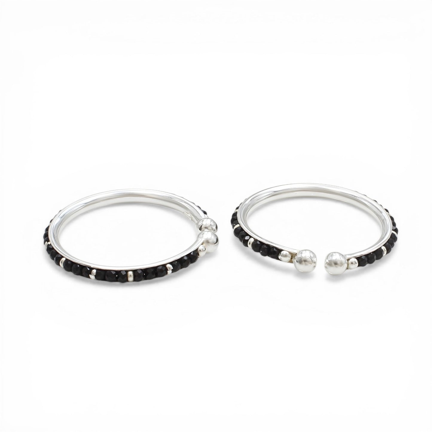 925 Real Silver Black Beads Nazariya kids gifting Bangles Bracelet - Pair