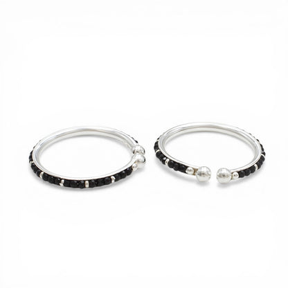 925 Real Silver Black Beads Nazariya kids gifting Bangles Bracelet - Pair