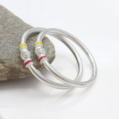 925 Real Silver New Born kids Openable Bangle Bracelet - Pair