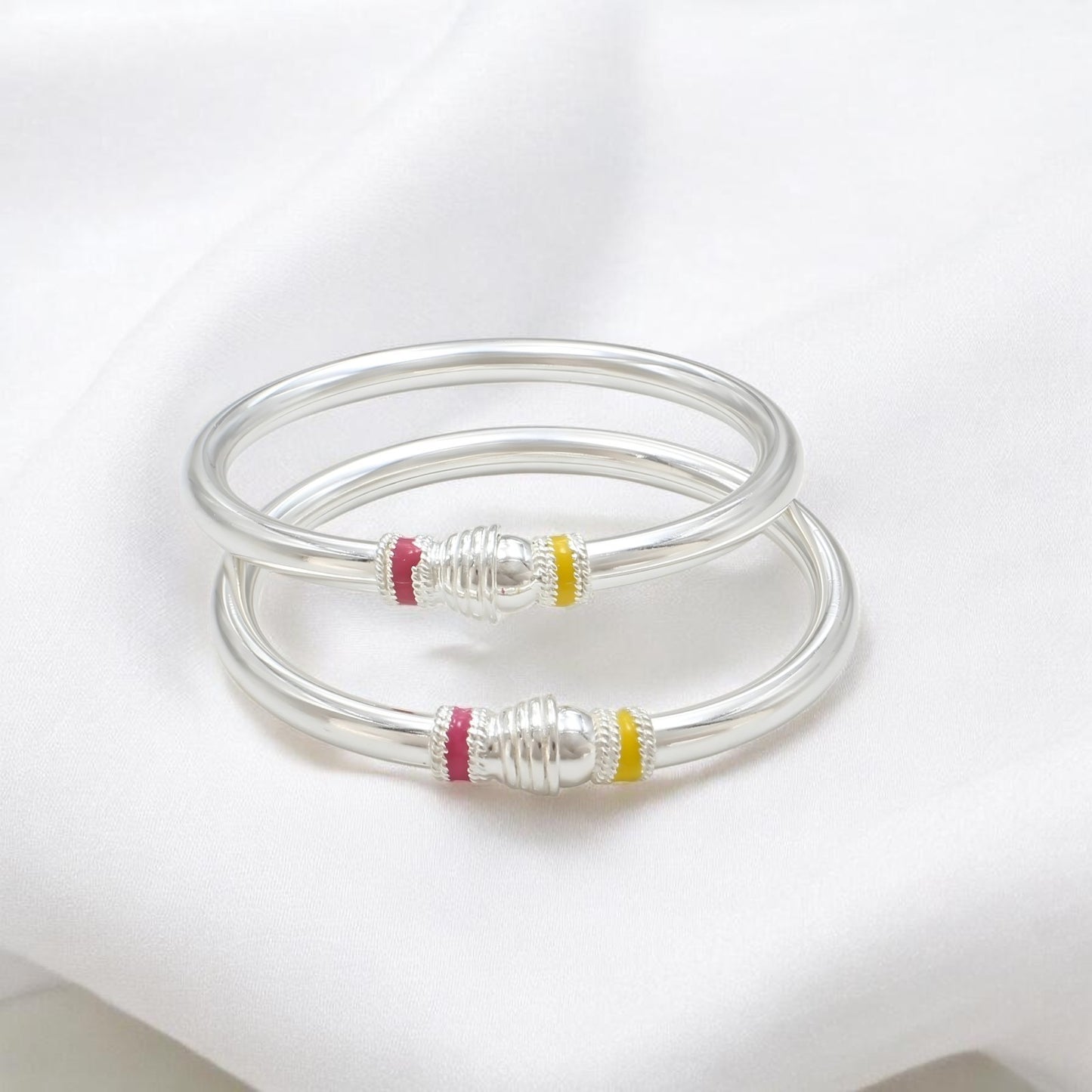 925 Real Silver New Born kids Openable Bangle Bracelet - Pair