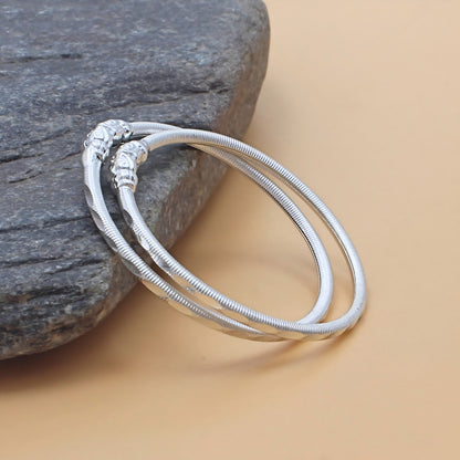 Durable Real Silver Bangles Bracelet for Kids Pair