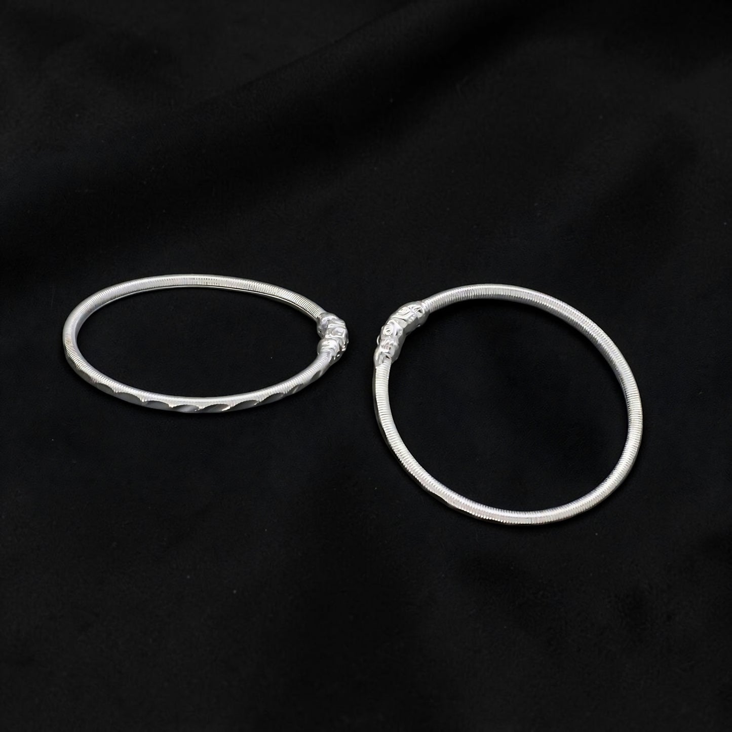 Durable Real Silver Bangles Bracelet for Kids Pair