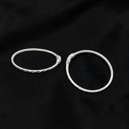 Durable Real Silver Bangles Bracelet for Kids Pair