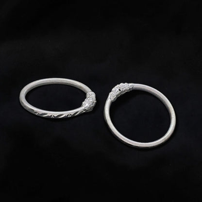 Elephant Face Smooth Finish Real Silver Bangles for Kids Pair