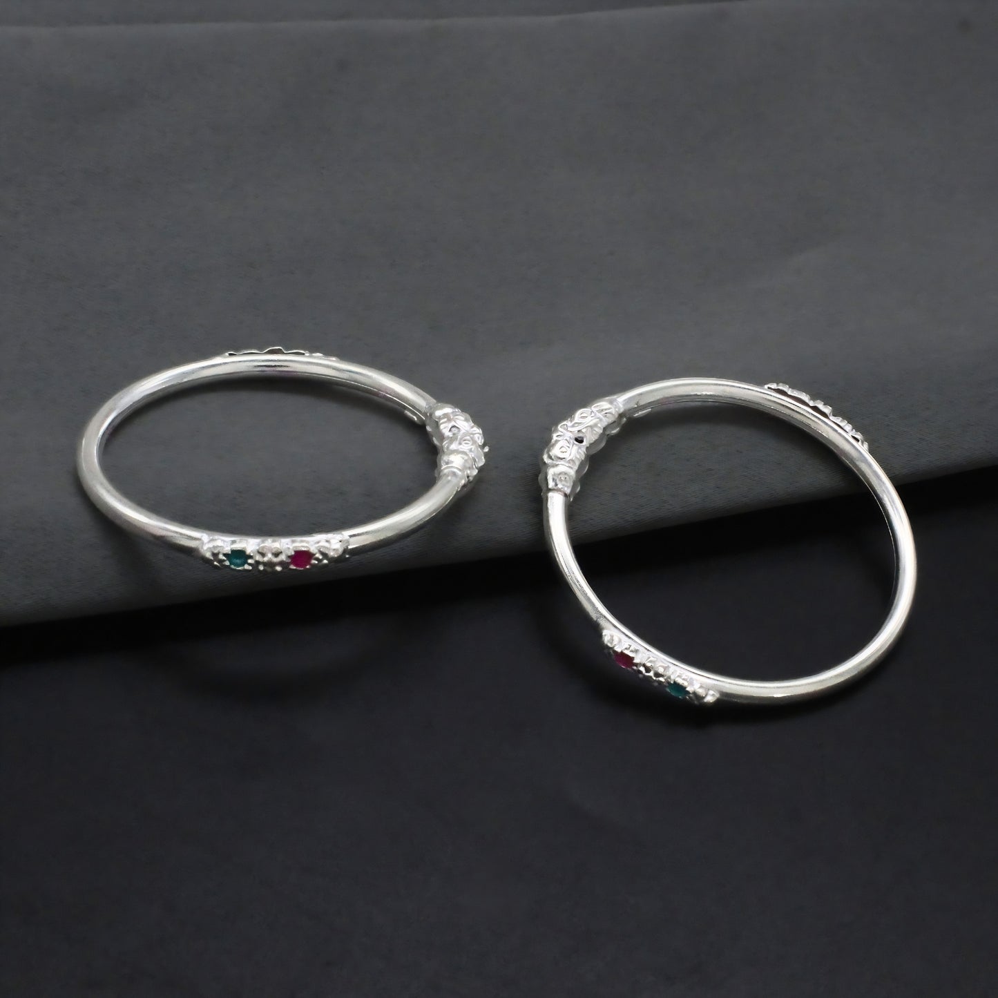 Handmade Real Silver Bracelet Bangles for Kids Pair