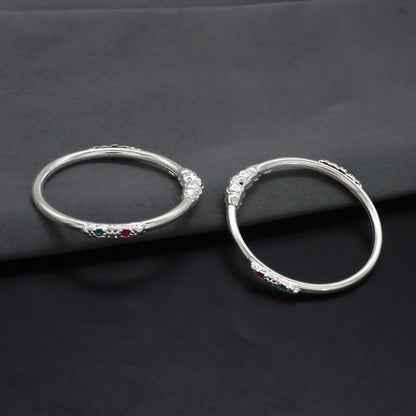 Handmade Real Silver Bracelet Bangles for Kids Pair