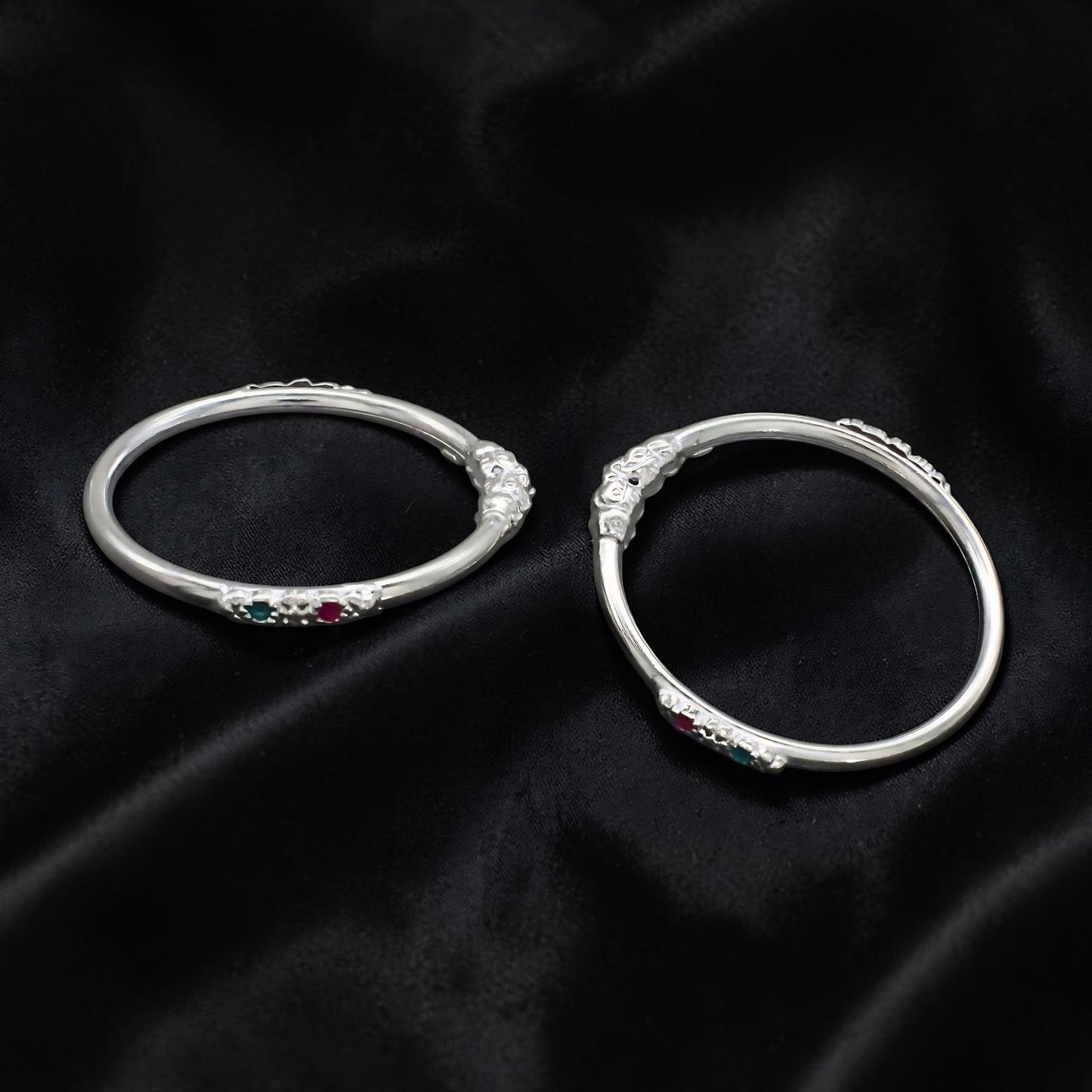 Handmade Real Silver Bracelet Bangles for Kids Pair