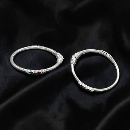 Handmade Real Silver Bracelet Bangles for Kids Pair
