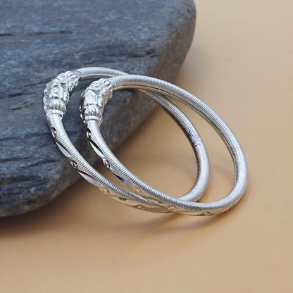 Traditional Silver Kids Kada Bracelet Pair