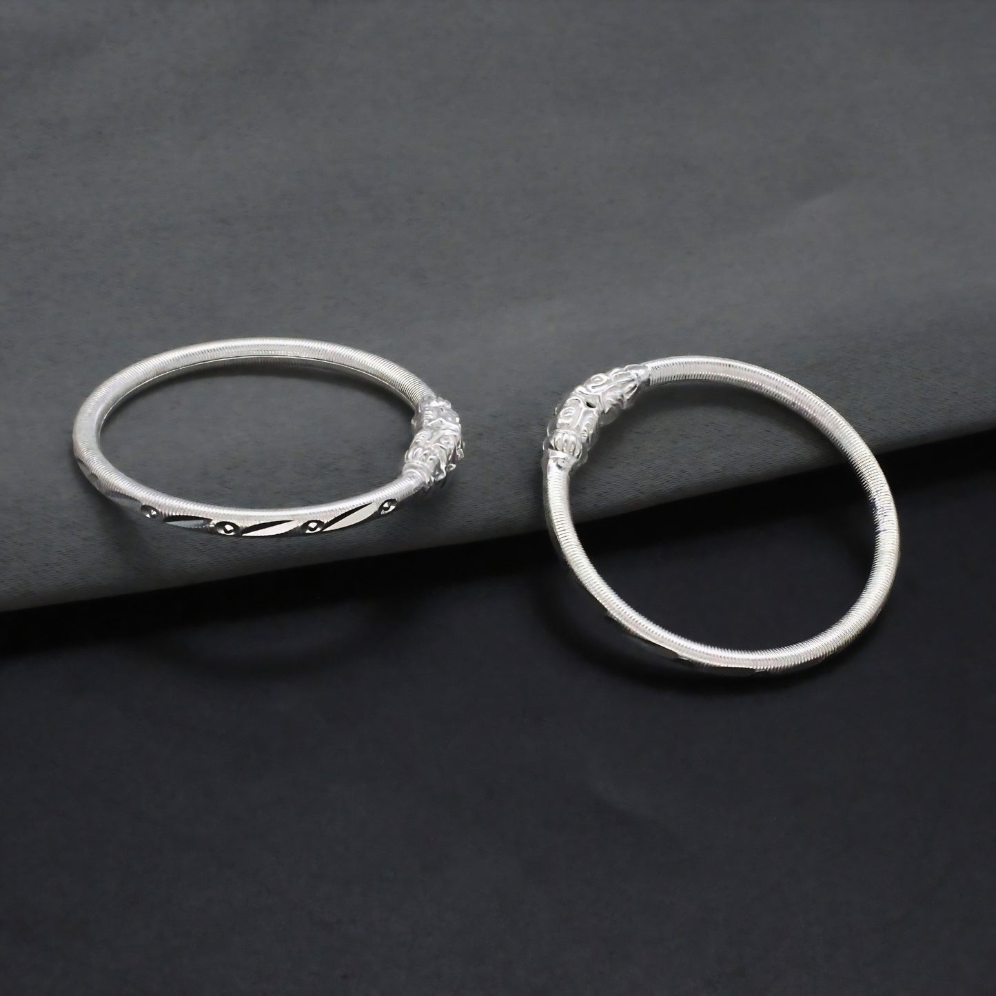 Traditional Silver Kids Kada Bracelet Pair