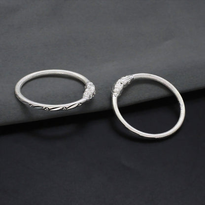 Traditional Silver Kids Kada Bracelet Pair