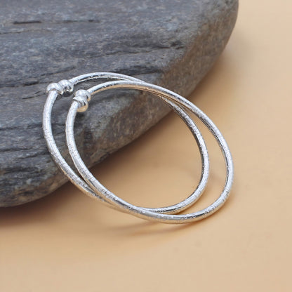 Elegant Open-Cuff Real Silver Baby Bangles Pair