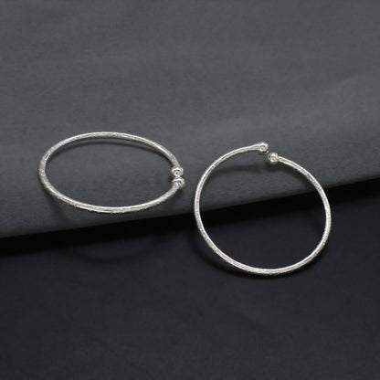 Elegant Open-Cuff Real Silver Baby Bangles Pair