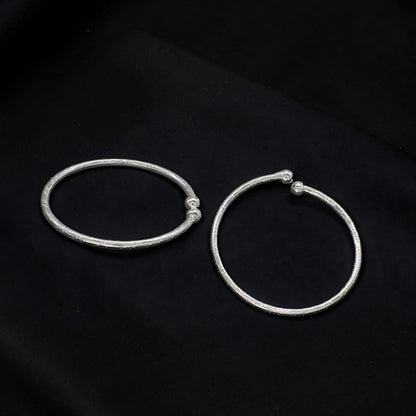 Elegant Open-Cuff Real Silver Baby Bangles Pair