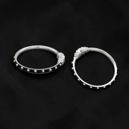 Daily Wear Real Silver Black Beads Nazariya Kids Bangles - Pair
