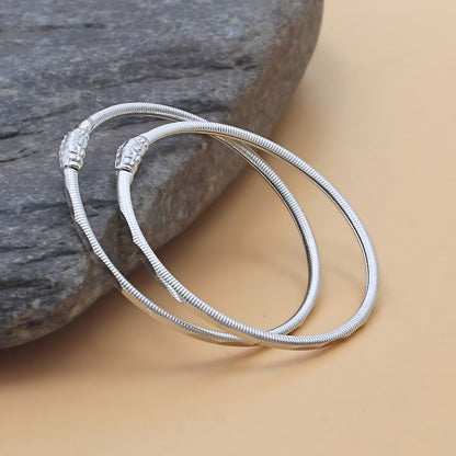 Smooth Finish Real Silver Bangles for Kids Pair