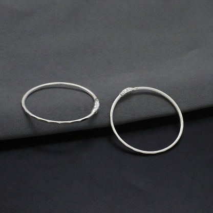 Smooth Finish Real Silver Bangles for Kids Pair