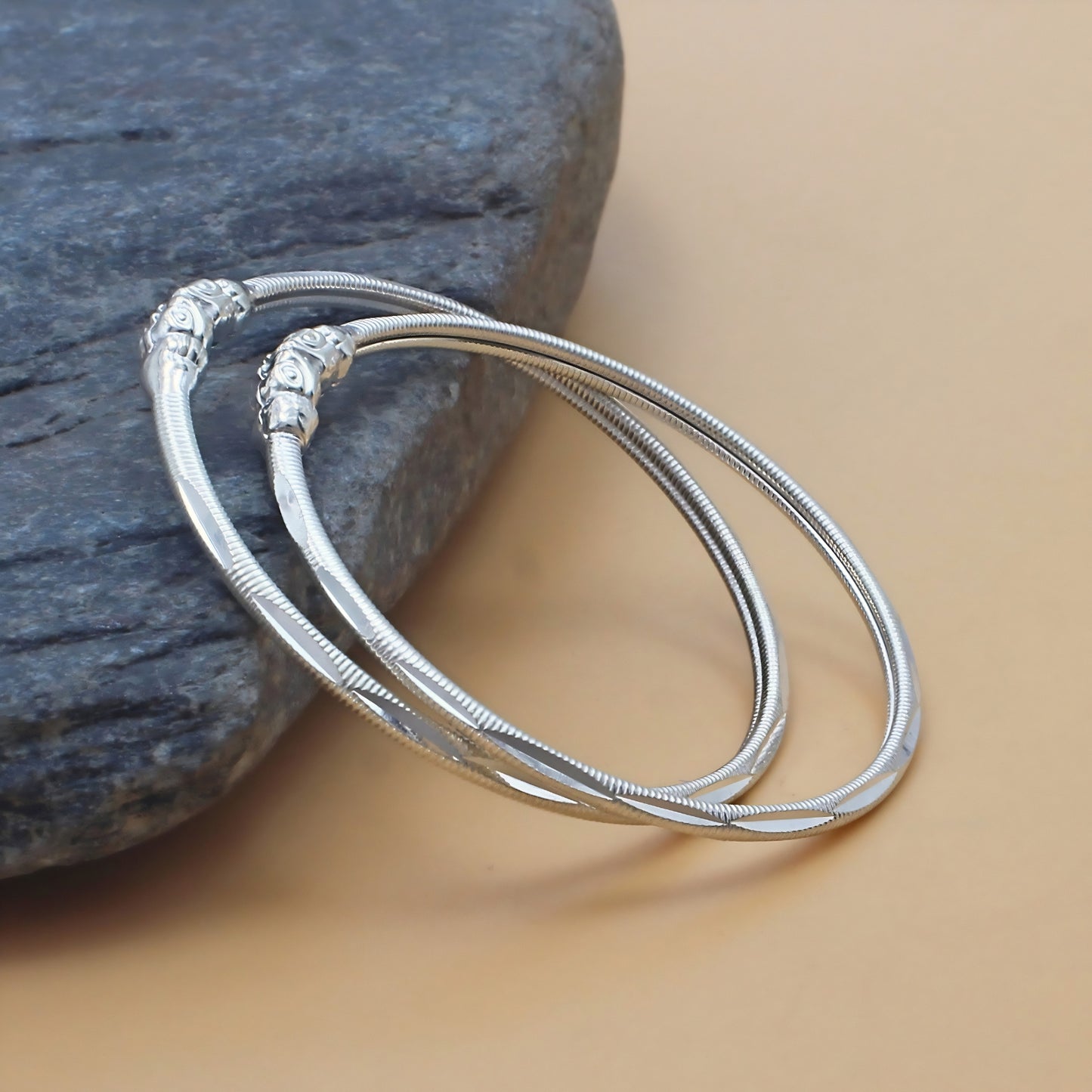Classic Design Silver Kids Bangles Pair for Daily Wear
