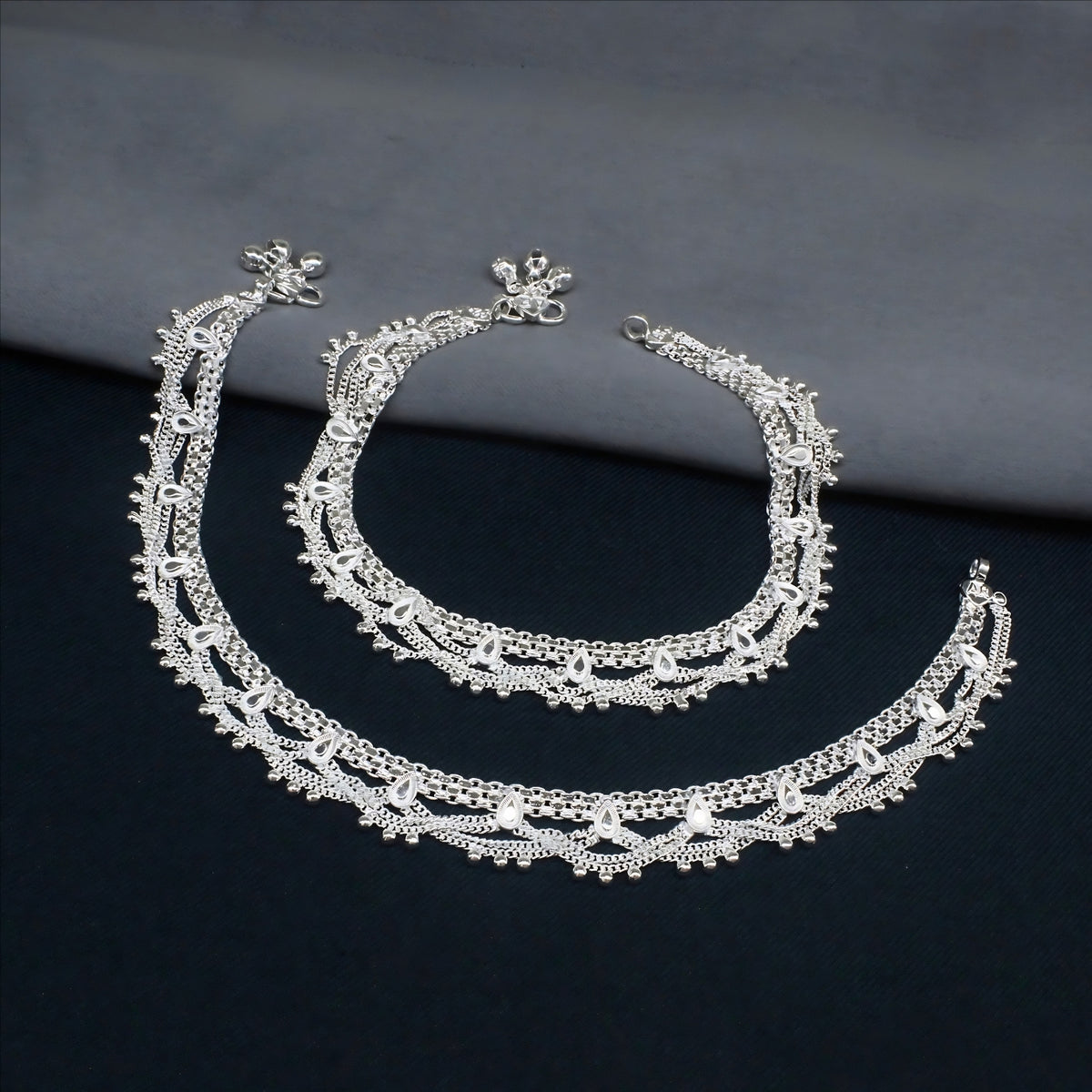Real Silver Women Chandi ki Jhalar Payal - 10.3 inch