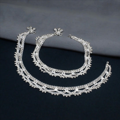 Real Silver Women Chandi ki Jhalar Payal - 10.3 inch