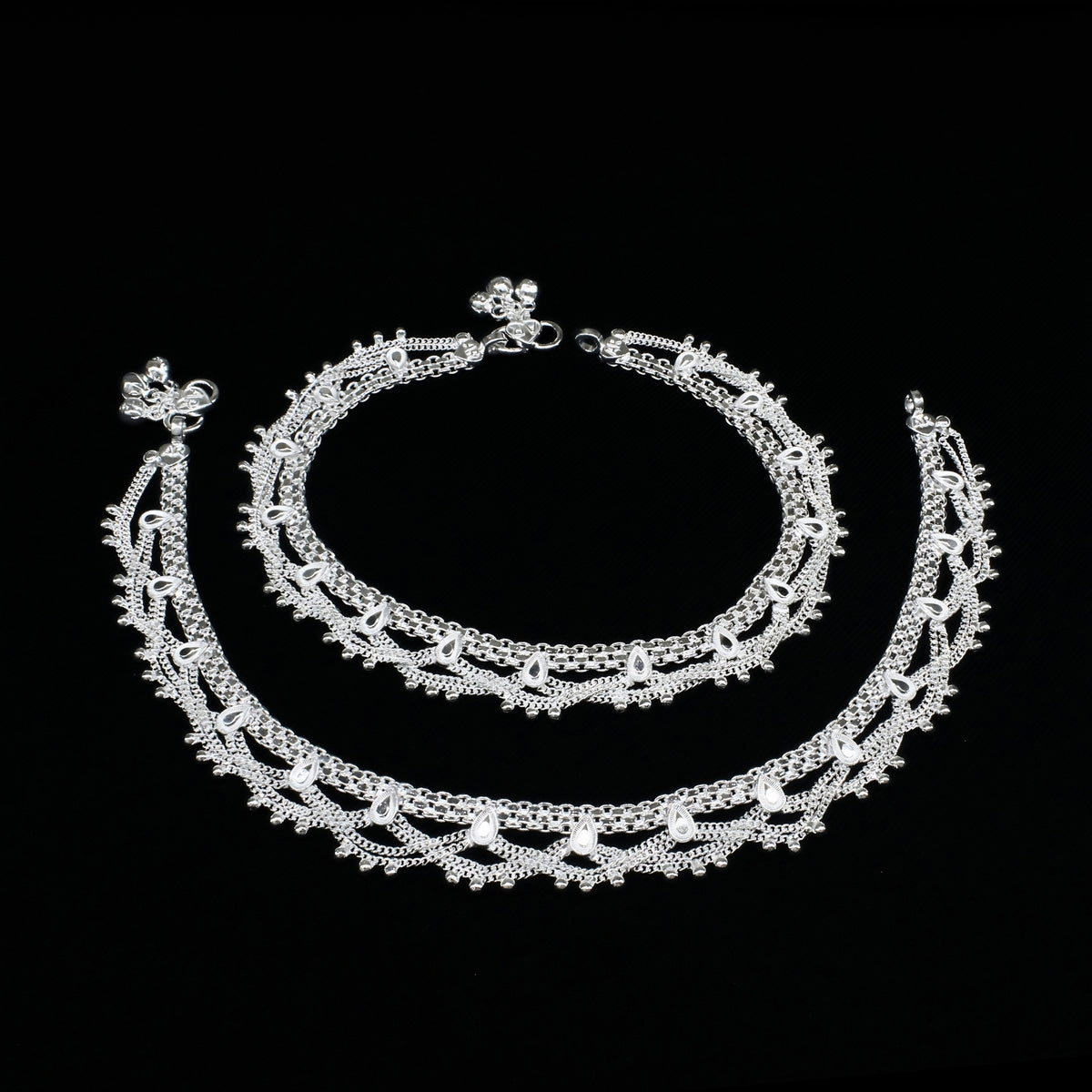 Real Silver Women Chandi ki Jhalar Payal - 10.3 inch