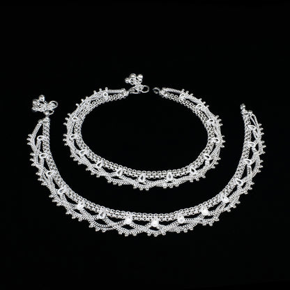 Real Silver Women Chandi ki Jhalar Payal - 10.3 inch