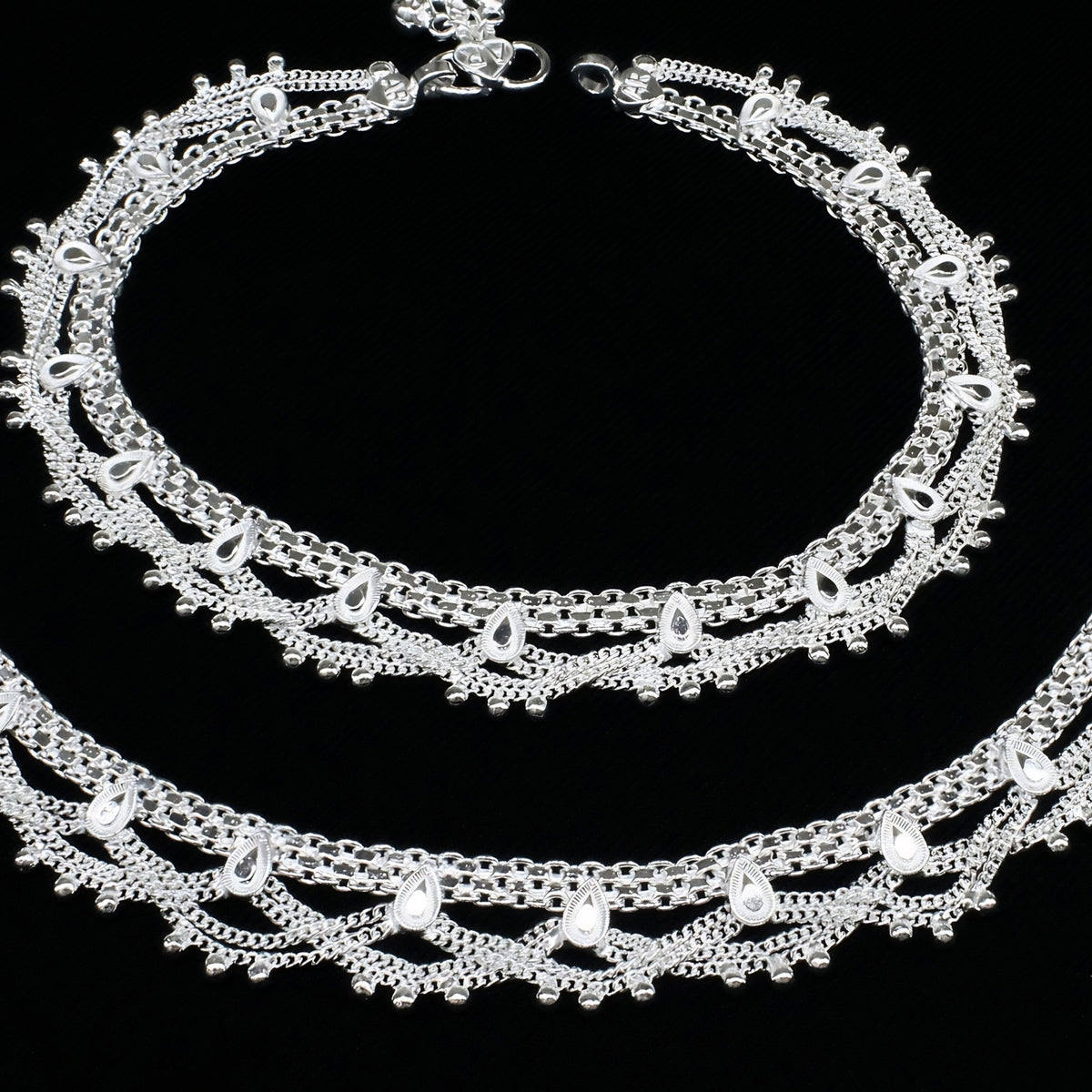 Real Silver Women Chandi ki Jhalar Payal - 10.3 inch