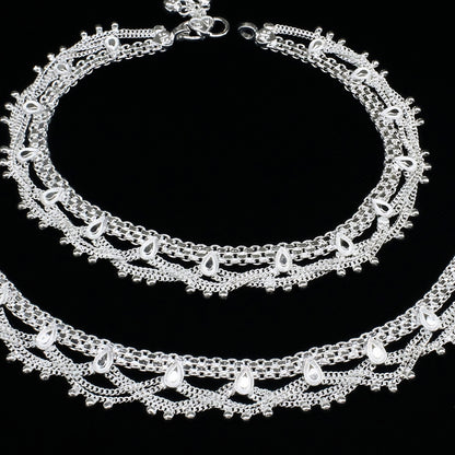 Real Silver Women Chandi ki Jhalar Payal - 10.3 inch