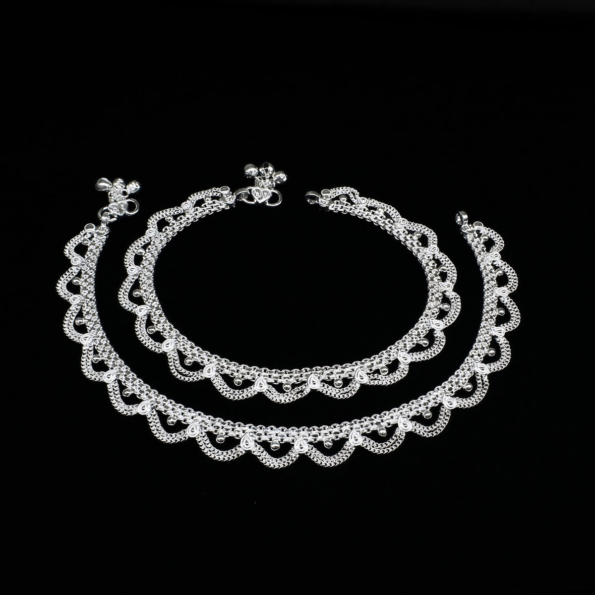 Real Silver Women Gifting Jhallar Anklets (Payal)- 10.3 Inch