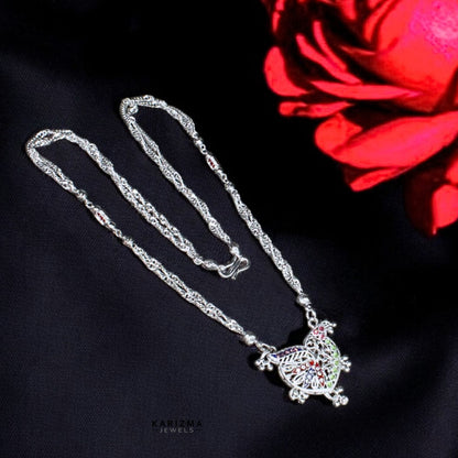 Real Sterling Silver cultural design Mangalsutra women necklace chain for wife