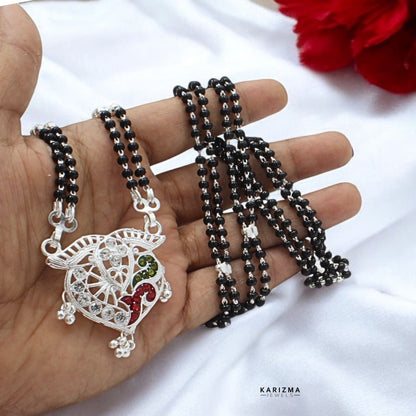 Real Sterling Silver Black Beads Mangalsutra women chain for wife