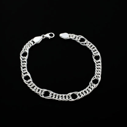 925 Sterling Silver Men's Link Hollow Bracelet Man Jewelry 8"