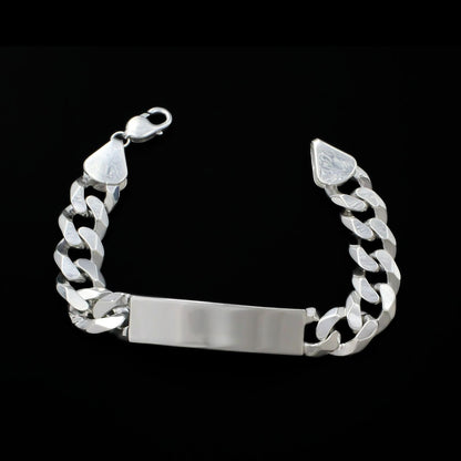 925 Sterling Silver Men's Identity Plate Curb Chain Excellent gifting Bracelet 8.3"