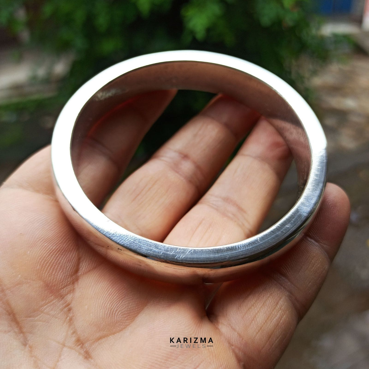 Tree Kada Heavy Silver men's Kada without Joint - Chandi ka bejod kada – Karizma ...