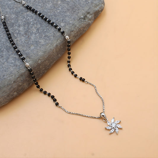 925 Real Sterling Silver Black Beads Lovely Mangalsutra Pendant women chain for wife