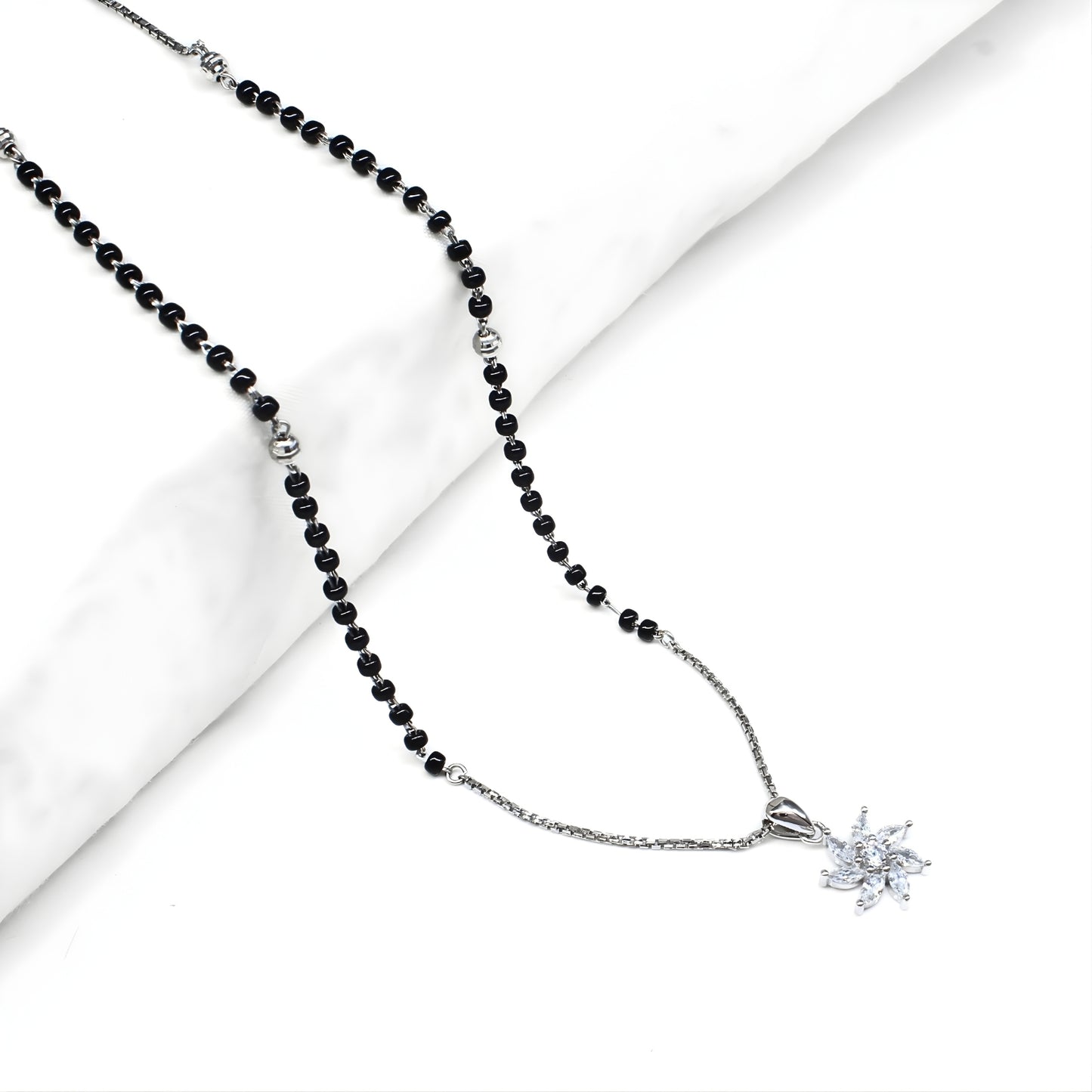 925 Real Sterling Silver Black Beads Lovely Mangalsutra Pendant women chain for wife