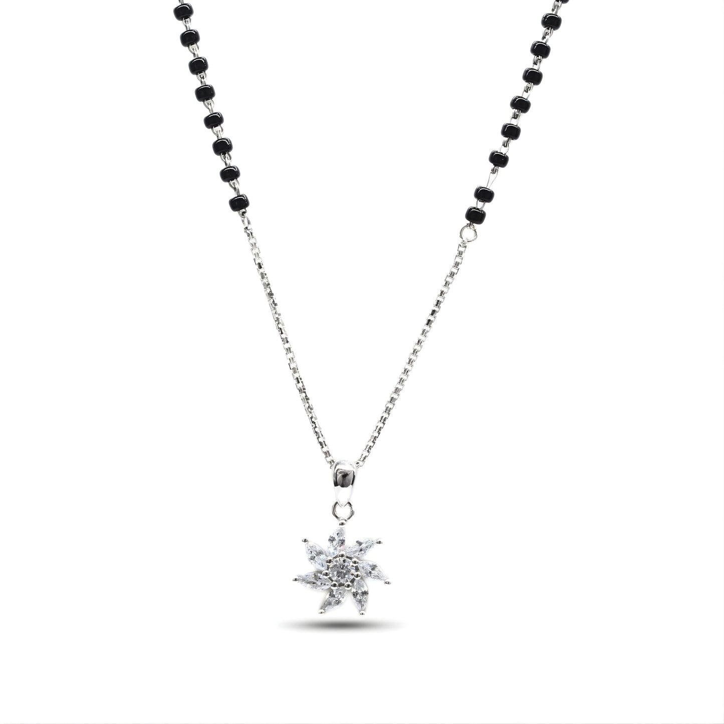 925 Real Sterling Silver Black Beads Lovely Mangalsutra Pendant women chain for wife