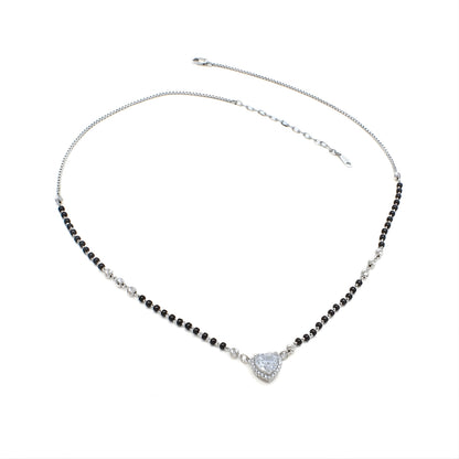 Beautiful 925 Sterling Silver CZ Heart Mangalsutra Bead Necklace Chain Gift for Women