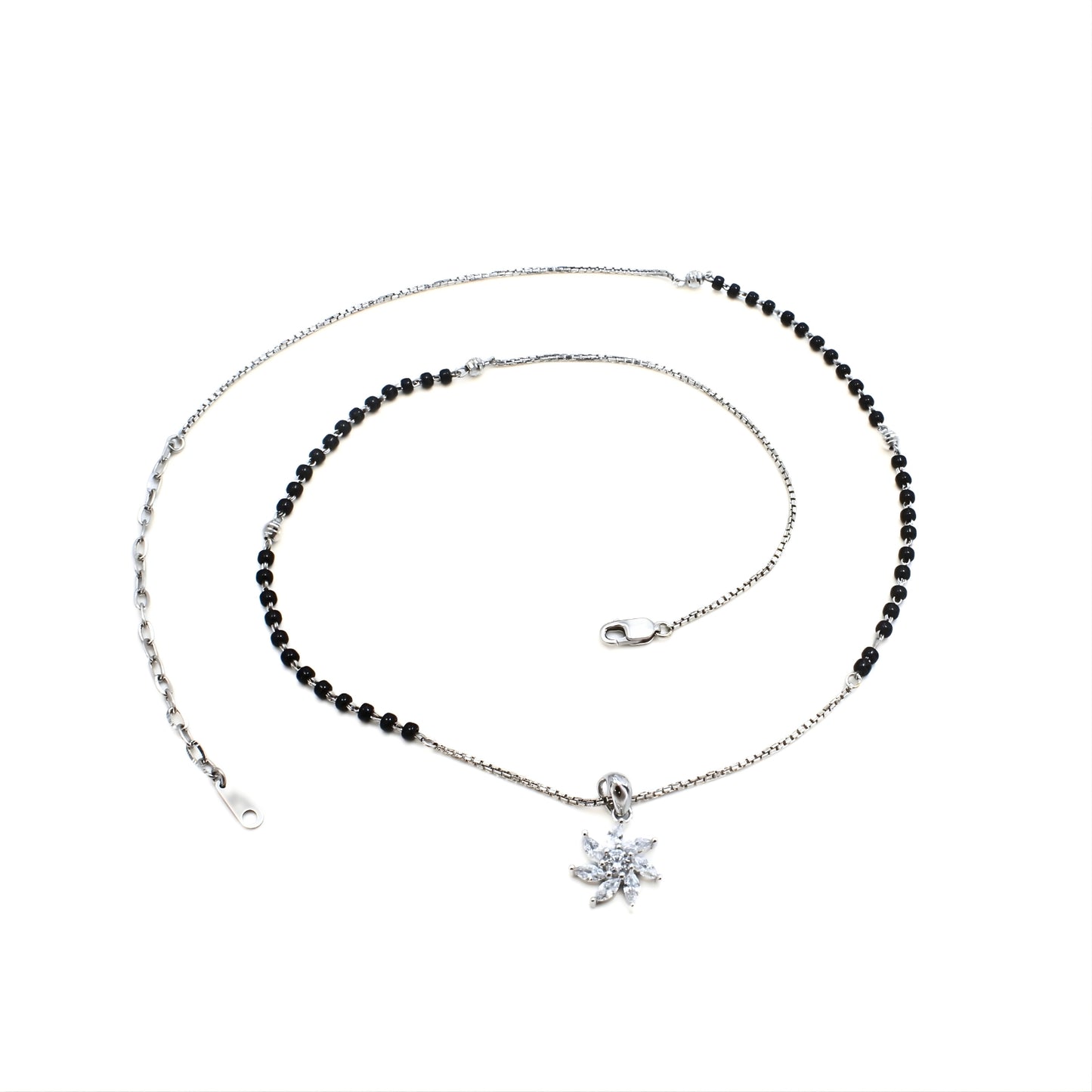 925 Real Sterling Silver Black Beads Lovely Mangalsutra Pendant women chain for wife