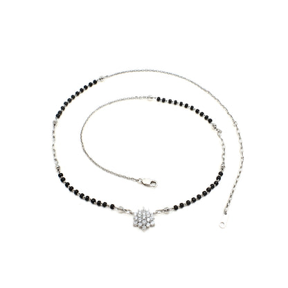 925 Real Sterling Silver Black Beads Flower Adjustable Elegant Mangalsutra women chain for wife