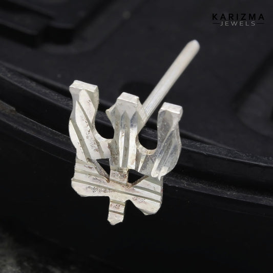 Real Sterling Silver amazing Trishul Single Stud Earring For Men